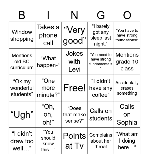 Ms. Fan Bingo Card