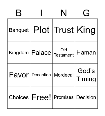 Esther Bingo Card