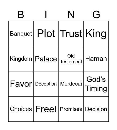 Esther Bingo Card
