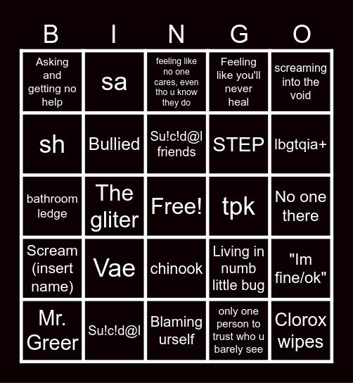 Tpk Bingo Card