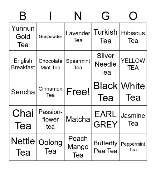 International Tea Day - May 21st Bingo Card