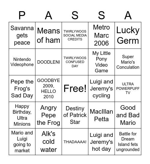 Nintendo ITESA Bingo Card