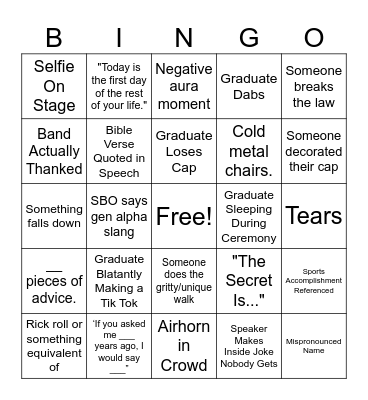 Graduation Bing Bingo Card