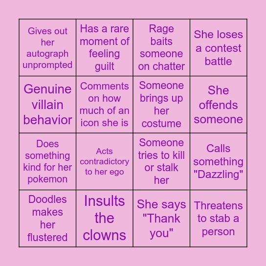 Gym Leader Dragz Bingo Card