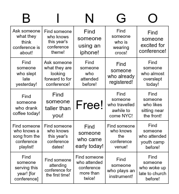 Conference Bingo!! Bingo Card