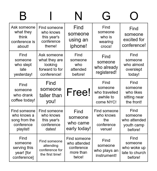 Conference Bingo!! Bingo Card