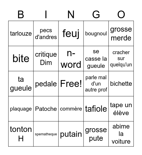 jouff Bingo Card