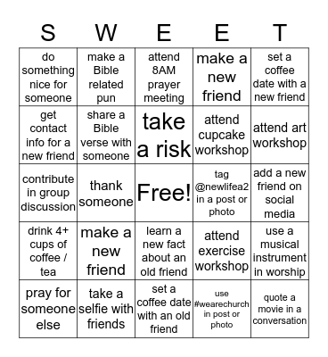 Sweet Life Cafe Bingo! Bingo Card