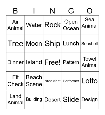 Cruise Painting Prompt Bingo Card