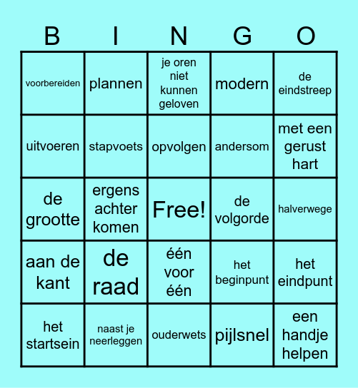 Woordenschat thema 6 Bingo Card