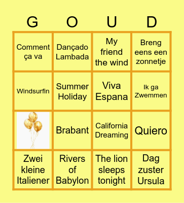 Gouden Bingo 1 Bingo Card