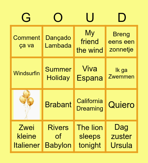 Gouden Bingo 1 Bingo Card