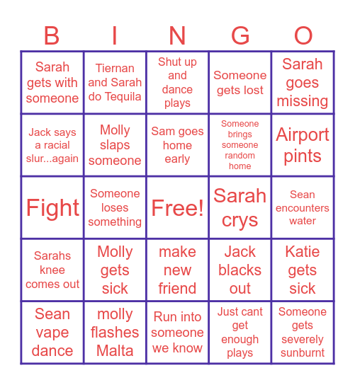 Malta 2026 Bingo Card