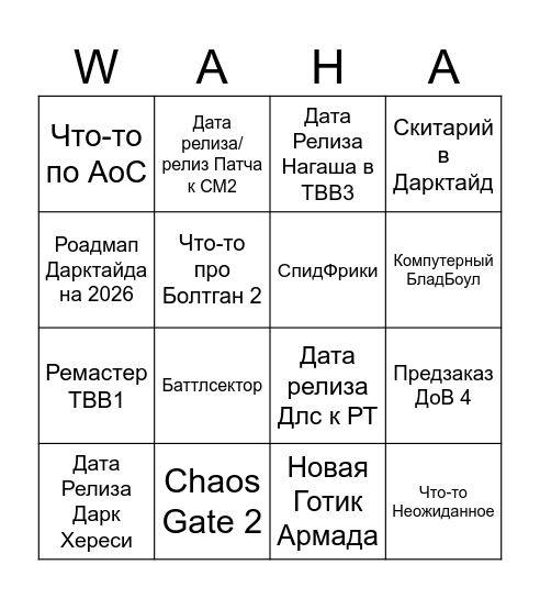 SKULLS 2026 Bingo Card