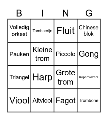 The Young Person’s Guide to the Orchestra Bingo Card
