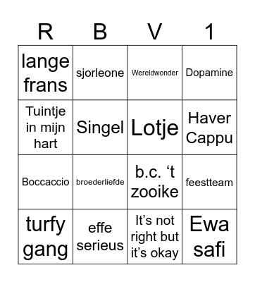 Reiger Bingo Card