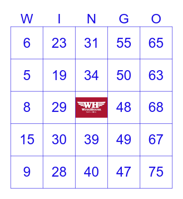 Number Bingo 1-75 Bingo Card