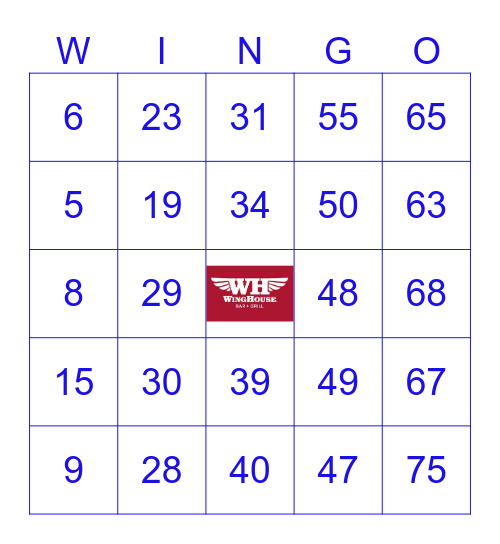 Number Bingo 1-75 Bingo Card