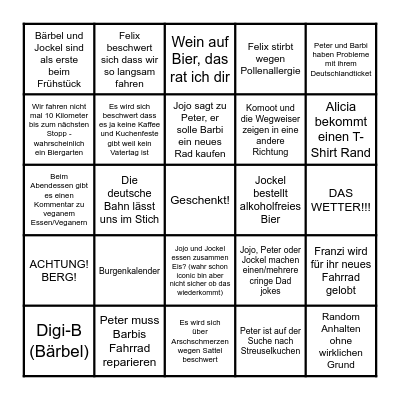 Das radelnde Radfahr-Bingo Card