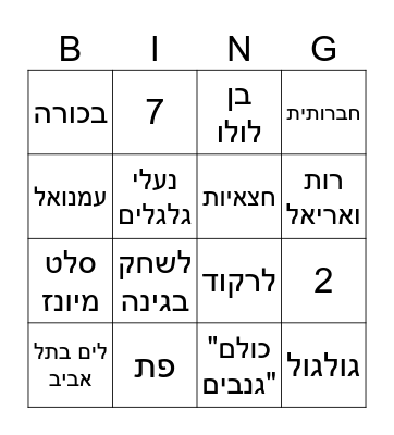 יום הולדת לאנאל Bingo Card