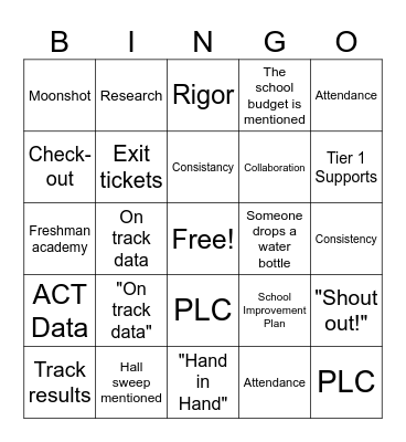 Staff Meeting Bingo Card