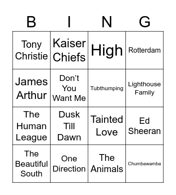 Yorkshire and the North East Bingo Card