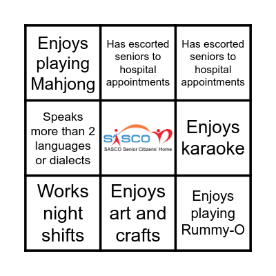 SASCO BINGO Card