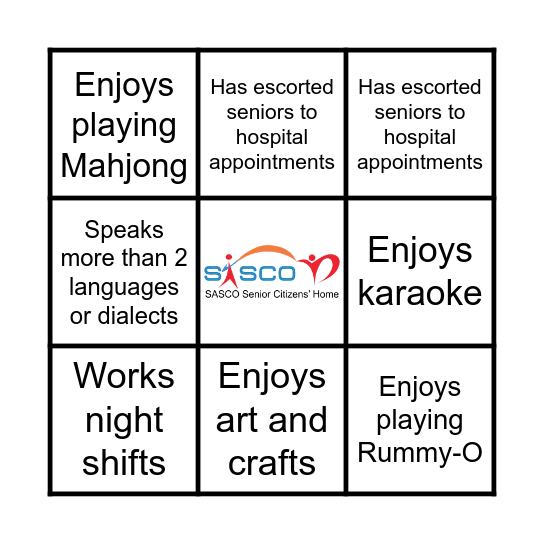 SASCO BINGO Card