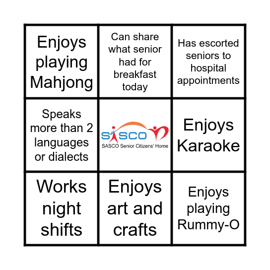 SASCO BINGO Card