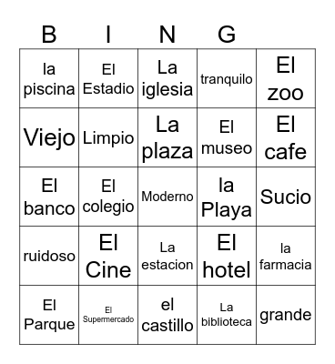 En mi pueblo Bingo Card