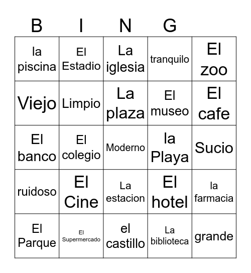 En mi pueblo Bingo Card