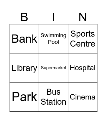City Places Bingo Card