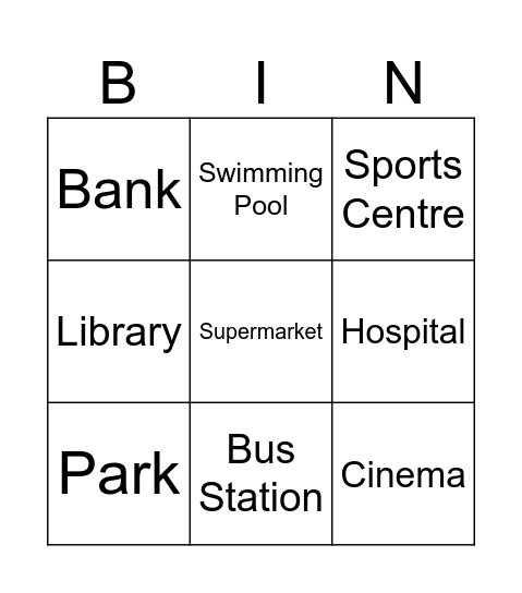 City Places Bingo Card
