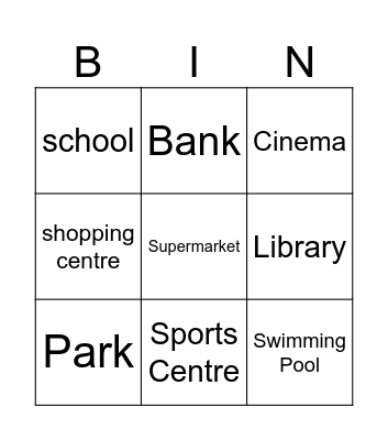 City Places Bingo Card