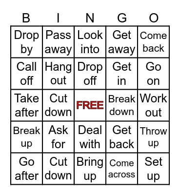 PHRASAL VERBS Bingo Card