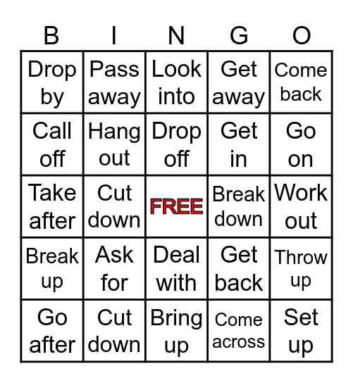PHRASAL VERBS Bingo Card