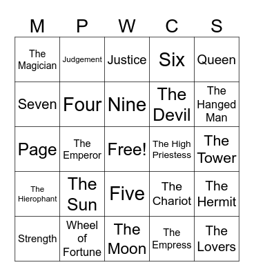 Tarot Bingo Card