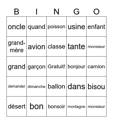 Louka, Lenox et Tharly Bingo Card