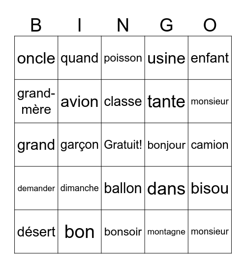 Louka, Lenox et Tharly Bingo Card