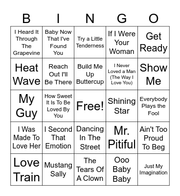 MoTown Bingo Card