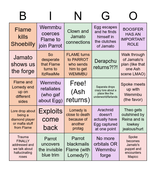 UNSTABLE UNIVERSE Bingo Card