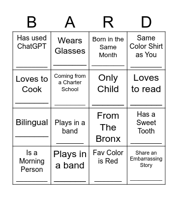 Smart Scholars Human Bingo Card