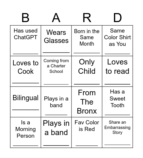 Smart Scholars Human Bingo Card