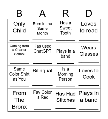 Smart Scholars Human Bingo Card