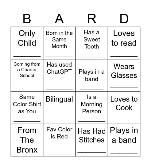 Smart Scholars Human Bingo Card