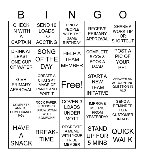 PRODUCTIVITY Bingo Card