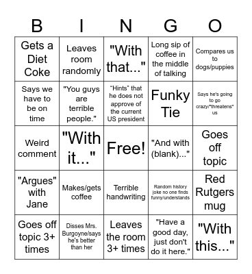 F-Bomb / Humanities Bingo Card