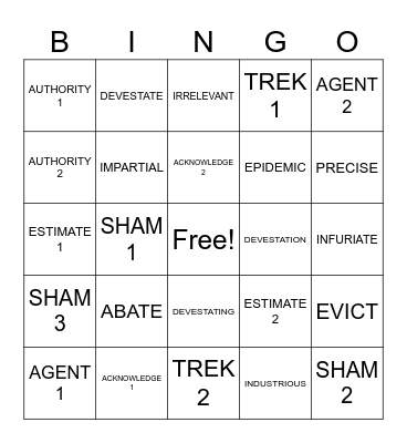 WORDLY WISE 7 LESSON 1 Bingo Card