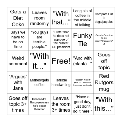 F-Bomb / Humanities Bingo Card