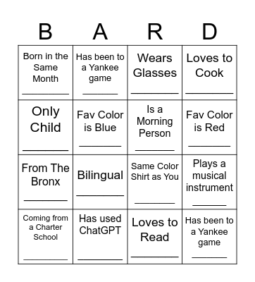 Smart Scholars Human Bingo Card